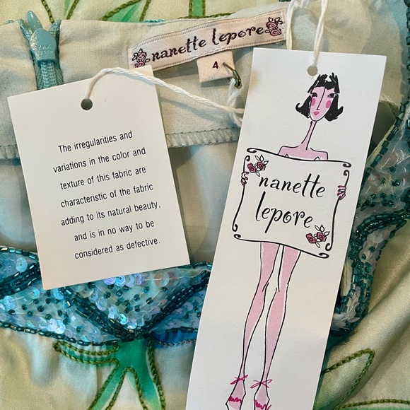 Nanette Lepore Hand Dyed Floral Bead Embroidered Silk Skirt Women’s Size 4 - Picture 4 of 6